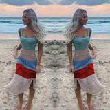Summer INS Style Sexy Vacation Dress Sleeveless Suspension Slammed Side Opening Fork Dress Long Dress