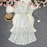 Zingj Wind Temperament Sweet Broken Flower V Collar Dress Beach Vacation Snow Spinning A Word Long