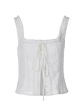 Square Neck Embroidery Cutout Cami Top- Outfit
