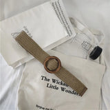 braided belt wood buckle summer vacation dress wide belt mori