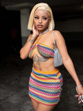 Fashion Print Trend Two Piece Set Women Sleeveless Sexy Camisole++Mini Skirts Female Party Vacation Matching