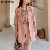 3 pieces Female Shorts Set Short Sleeve Blazer & Loose Shorts & Shirts Summer Short Pant Suits for Women
