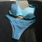 2023 New Sexy Hard Cup Hollow Net Cloth Sexy Drawstring Tied Swimsuit