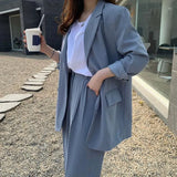 Zingj Vintage Suit Women's Blazer High Waist Straight Leg Trousers Women's Two-Piece Set-Outfit