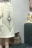 Retro Heart Striped Tees Aesthetic Women Loose Chic Half Sleeve Tops Tshirts Harajuku O Neck Camiseta Black High