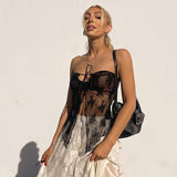 Knitted Wipe Chest Perspective Cardigan Blouse 2023 Spring New Fashionable Sexy Spicy Girls Short