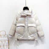 New Winter Women Stand Collar Bright Color Down Coat 90% White Duck Down Parkas Thickness Warm Oversize Snow