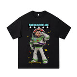 Stars Gather Chao Brand Printed Short-Sleeved T-Shirts, High Street Retro Fashion Trends, Casual Round-Collar And Half-Sleeved