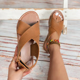 Zingj Sandals Women 2023 Summer Soft Bottom Comfortable Round Head Solid Color Plus-Size Women's