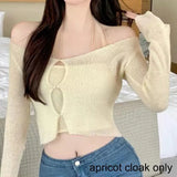 Y2k Vintage T-shirt Women Skinny Sexy Two Pieces Tops Streetwear Lace Up Tank+ Cloak Gothic Clothes Sunmmer