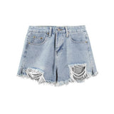 Women Hole Fashion Basic Korean Version Denim Loose Casual High Waist Harajuku Feminine Summer Classy Student Fit