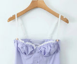 Lace Bustier Patchwork Cami Lace Up Mini Dress-Outfit