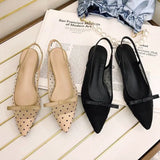 Low-Heeled Bow Head Sandals And Fairy Shoes 2025 New Summer Mesh Canpermeable Flat Sole
