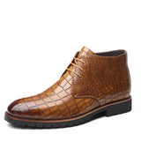Zingj Men's Round-Head Casual Shoes Men's Leather Boots Front Strap Pressed Martin Boots Plus Size Men's