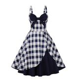 Houndstooth Retro Women's Dress Patchwork Print Sling 1950s Vintage Cocktail Dress Sleeveless Office Casual Pinup