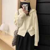Zingj Style Multi-Color Hooded Double Zipper Knit Cardigan Women's New Short Hair Sweater Hoodie Autumn And Winter Small Coat-Outfit