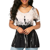 Off Shoulder t shirts women Tops Summer Printed t shirt Casual Short Sleeve Loose tee tops for female ropa de mujer