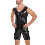 Zingj Men's Mirror Bright Leather Jumpsuit Sexy Zipper Open Gear No Odor Size