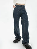 Blue Womens Jeans High Waist Vintage Straight Baggy Denim Pants Streetwear American Style Fashion Wide Leg Denim
