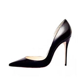 Black Matte High Heels Shoes Woman Pumps 12cm Tacones Pointed Toe Stilettos Sexy Deep Cleavage Wedding QKOU012
