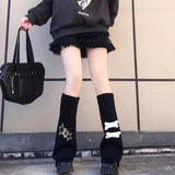 Zingj Hot Girl Leg Set Y2k Homemade Star Big Bone Element Show Leg Thin Jk Knit Pile Pile Wide Leg Sock Set-Outfit
