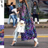 Extended Double Breasted Printed Loose Trench