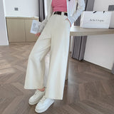 Coffee Color Cargo Pants Children Autumn And Winter 2025 New High Waist Loose Small Nine Points Straight Tube Narrow Version Wide Leg Pants-Outfit