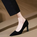 High Heels Women's Velvet Soft Soles Standing Not Tired Feet Flight Attendant Commuting Professional Black Work Shoes Single
