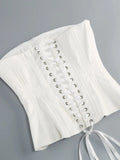 Corset Top And 3d Flower Micro Skirt Set-Outfit