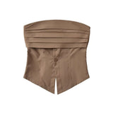 Zingj Trendy Women's Dress Spicy Girls Design Sense To Wear A Retro Sleeveless Blouse With A Solid Color Waist-Fitting Girdle And