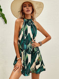 Summer women dresses Tropical Hawaii Print Tie Back Dress sexy party sleeveless skirt high street boho female A-line