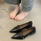 Version Of The Sharp-Pointed Thick Heel High Heels Women 2025 Spring New Evening Wind Commute With Shallow Single