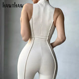 Women Summer Sleeveless Patchwork Bodycon Solid Color Jumpsuit Overall 2021 Female Clothing Streetwear Wholesale