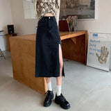 Zingj Skirt Female 2024 Autumn High Waist A Word Show Thin Medium Long Wrap Buttock Skirt Large Size Fat Mm Slit Skirt-Outfit