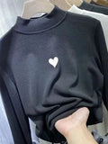 Zingj Waxy Elastic Double-Sided German Velvet Bottom Shirt Female Slim Slim Love Half High Collar With Long-Sleeved T Shirt Jacket