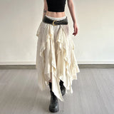 Design Sense Irregular Half Dress Girl Summer Long Babes Personality Street Solid Color Lace Skirt