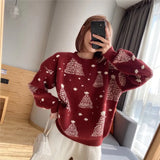 Autumn And Winter New Christmas Tree Pullover Female Korean Version Loose Lazy Wind Retro Color Sweater
