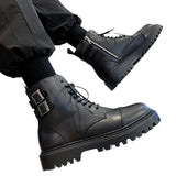 Zingj Top Martin Boots Men's New Fall 2023 British Locomotive Work Boots Men's High Top Leather Boots
