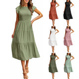 Trendy Flounced Sleeve Pleating Short-sleeved