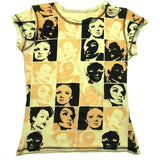 Vintage Crop Top Y2K Aesthetic Face Portrait Graphic T-shirt Harajuku Tie Dye Women Summer Sweats Tee Gothic