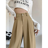 Zingj Figure Black Wide Leg Pants Female Autumn High Waist Down Narrow Version Small Thin Loose Blasuit Pants-Outfit