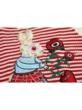 Knit Vest Sweater Women Fashion 2023 Spring Casual Vintage Pullovers O-Neck Cute Cartoon Rabbit Print Streetwear