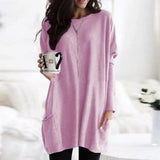 Autumn Pullover Casual Round Neck Long Sleeve Pocket T-shirt