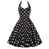 Women Polka Dot Print Summer Dress Sexy Retro White Halter Vintage Dress 2022 Robe Femme Pin Up Rockabilly Party