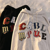 Streetwear Vintage Print Letter Hooded Zip Hoodie Womens 2022 Loose ins Couples y2k Tops Hip Hop Cardigan Hoodie