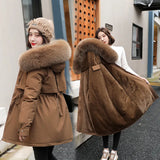 Send To Overcome The New 2024 Long Temperament Cotton-Padded Jacket Small Winter Velvet And Thick Large Cotton-Padded Clothes Tide-Outfit