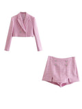 Tweed Set 2 Piece Chic Blazer Women Suit Shorts Sets Women 2022 Suit With Shorts For Women Female