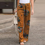 Simple Comfortable Elastic Waist Linen Trousers