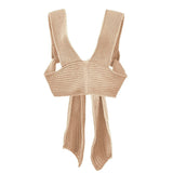 2021 Sleeveless Knitted Crop Sweater Sexy Autumn Summer Fashion Vest Black Casual White Jumper Top Female