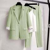 Zingj / Large Size Women's 200 Jin Fat Sister Autumn Suit Female Casual Suit Jacket Loose Thin Two Sets-Outfit